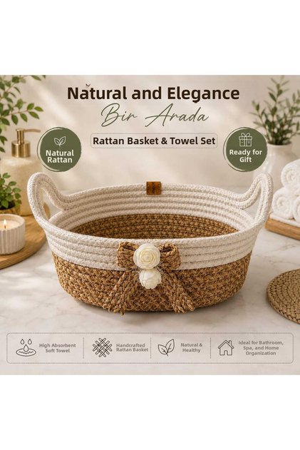 Wicker Basket Handmade Wicker Basket with Handle Decorative Basket Home Decoration Bathroom Basket