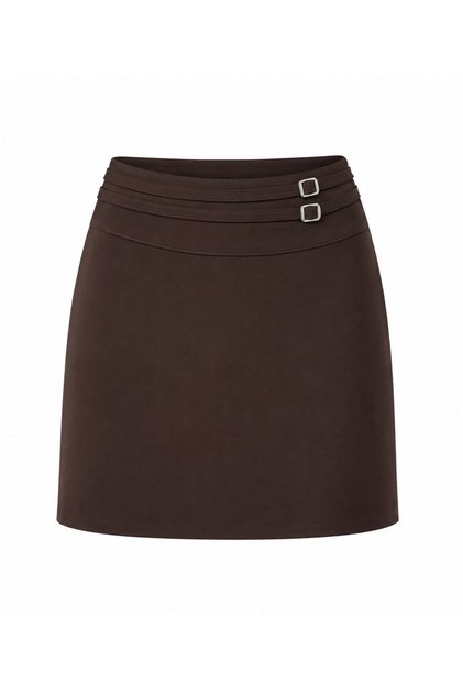 Çift Kemerli Şortlu Mini Etek