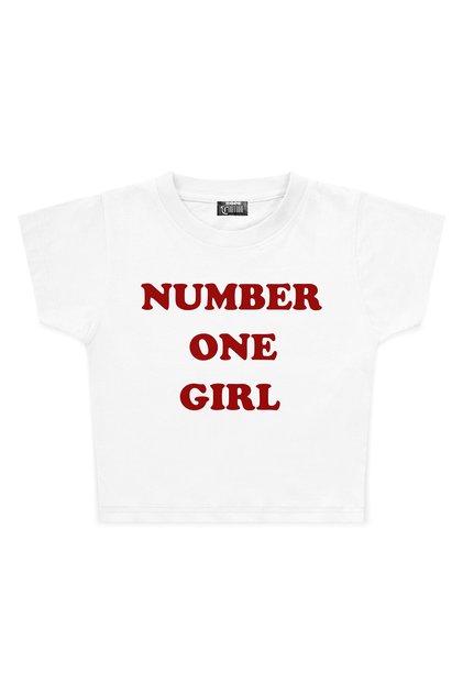 تي شيرت قصير مطبوع عليه Number One Girl