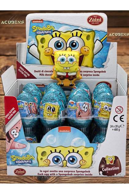 SpongeBob Sünger Bob Glutensiz Çikolatalı Sürpriz Yumurta 24 Adet (Hediyeli)