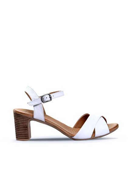 Shoes White Leather Women's High Heels Sandals 01Wn1501