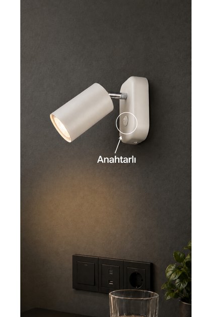 Neron Decorative Metal White & Black Wall Sconce with Movable Switch (Daylight Led Bulb Included)
