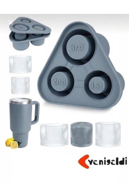 1 Piece Gray Quencher Compatible Silicone Triangular Ice Mold