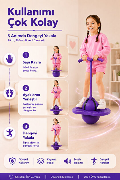 indirimsevinci Zıp Zıp Top Çocuk Zıplama Oyuncağı Denge