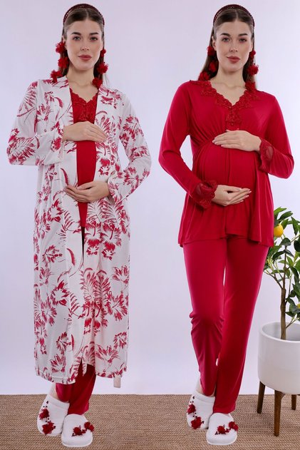 Effortt Cherry Dressing Gown Maternity Maternity Pajama Set