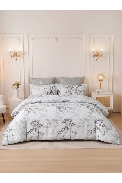 4-Pcs Printed Duvet Cover Set Queen Size 200x230cm, Brushed Microfiber Fabric (Without Filler)