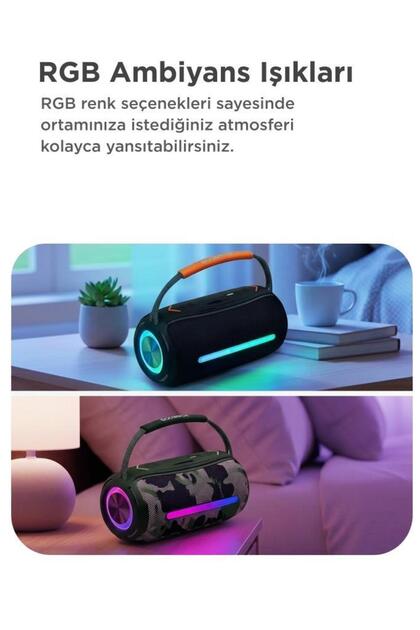 Torima Bluetooth Hoparlör Rgb Işıklı USB TF Destekli Booms Box 360