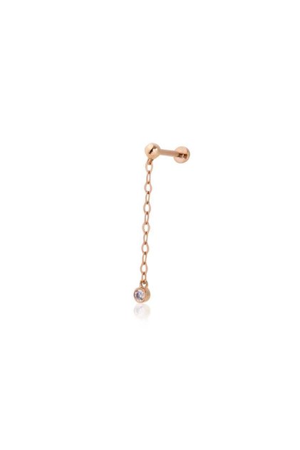 Sallantılı Zincir Ucunda Tektaş Tragus Piercing