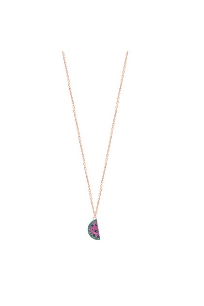 EMİLİANO JEWELLERY 925 Ayar Rose Kaplama Renkli Taşlı Karpuz Figürlü Gümüş Kolye