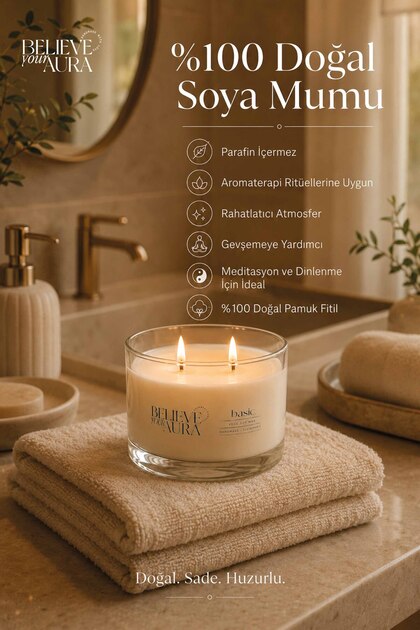 %100 Doğal Soya Mumu Kokusuz Aromaterapi Kase Mum - 120 cc