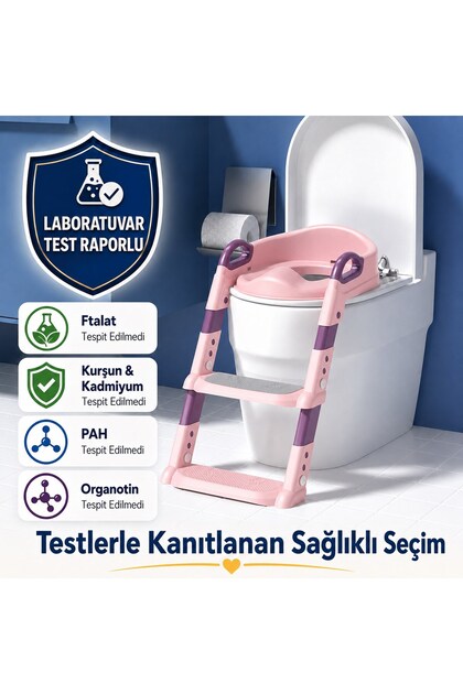 Çocuk Merdivenli Klozet Adaptörü Yükseklik Ayarlı Pratik Tuvalet Eğitici Klozet Oturak