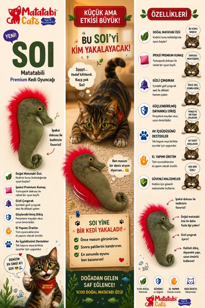 Soi Sound, Furry Plush Cat Toy with Matatabi Content (Does Not Contain Catnip/herb)