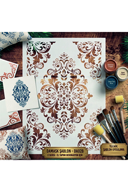 Stencil Tasarım Da028- Dekoratif Duvar, Fayans Ve Eşya Boyama Şablonları 35x49 Cm