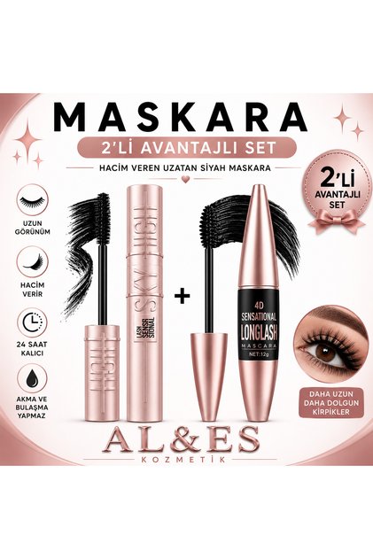 Advantageous Set of 2 Volumizing and Lengthening Black Mascara