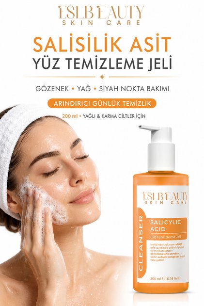 Salisilik Asit Yüz Yıkama Jeli 200 ml – Gözenek Arındırıcı, Akne & Siyah Nokta Karşıtı