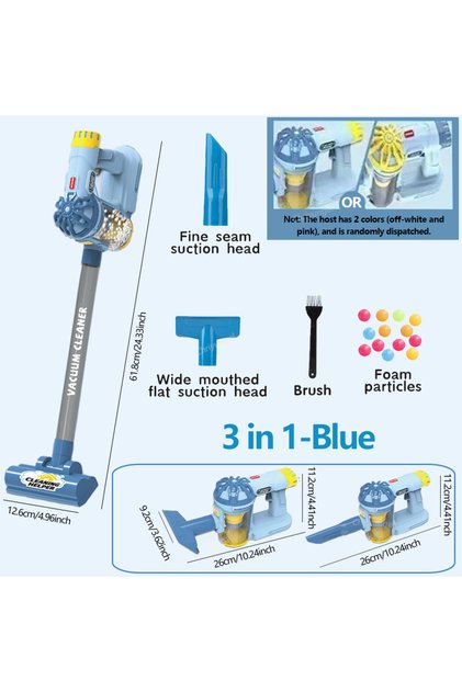 3 in 1-Blue Kids Simulation Electric Vacuum Cleaner Cleaning Set for Toddlers Role Play Housekeeping
