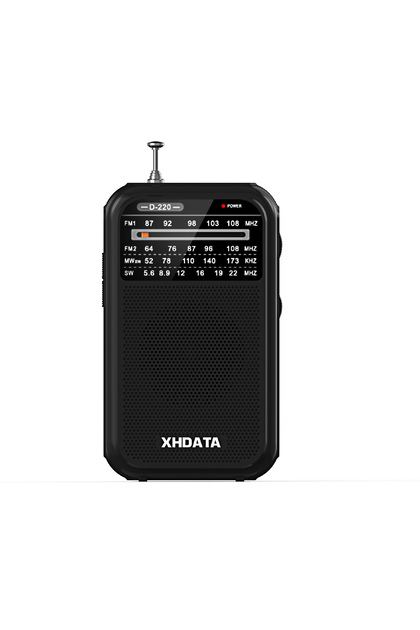 D-220 Black XHDATA D-220 FM/SW Retro Style Radio 4 Bands Portable DSP Receiver High Sensitivity AM