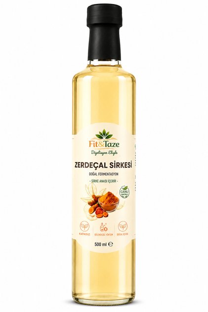 Diyetisyen Eliyle Doğal Fermantasyon Zerdeçal Sirkesi Cam Şişe 500 ml