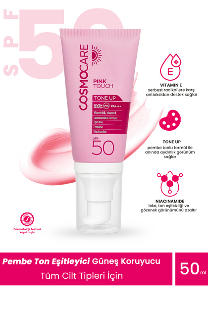 Pink Touch Tone up Sunscreen, Skin Tone Equalizing Tinted Sunscreen, Spf50, Pa++++, 50ml