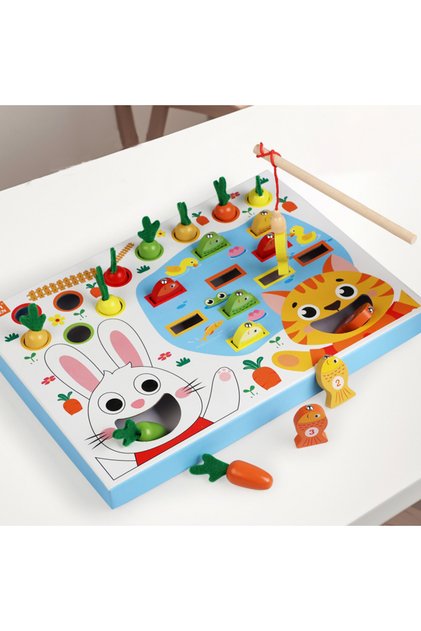 NB210C1 Montessori Toys For Toddler Pull Carrot Fishing Simulated Feeding Game Set Educational Colo