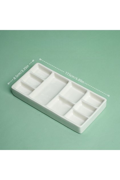 لوحة ألوان سيراميكية بيضاء متعددة الأقسام للحبر الصيني والألوان المائية والزيتية والغواش