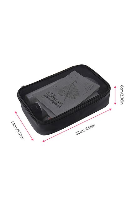 L Women Fashion Makeup Bag Women Solid Color Zipper Cosmetic Bag Mesh Transparent Casual Travel Port