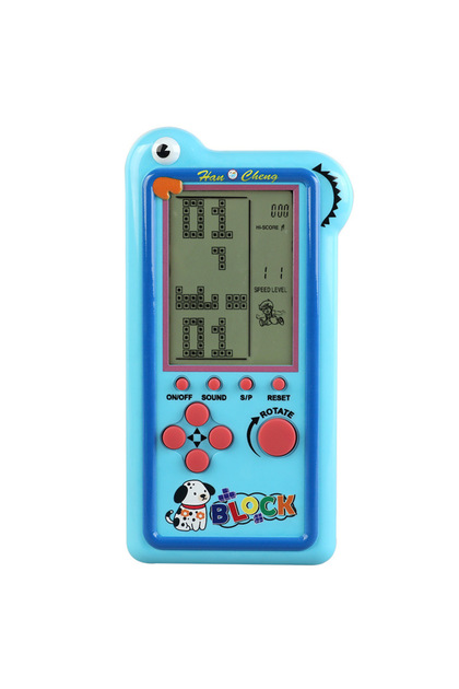 Blue no battery New Model Children's Large-screen Game Console - Tetris Game Console - Classic Puzzl