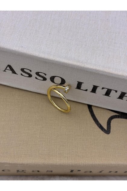 Gold Color Nails Form Adjustable Brass Ring T1