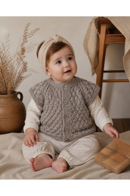 Natural Yarn Hand Knitted Baby Vest – Anti-Allergic, Soft & Breathable