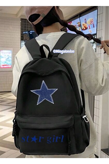 Blue Stargırl Detailed Printed School, Classroom, Course Backpack-Mingalondon