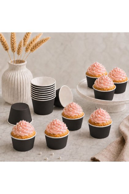 Siyah Muffin Cupcake Kalıbı 24 Adet