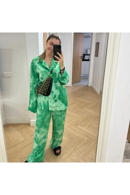 Costum Calineea - pentru femei - Roz/ Negru/ Verde