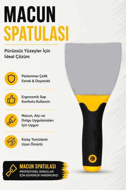 Macun Spatulası 11 Cm Paslanmaz Çelik Esnek Uçlu Duvar Alçı Boya Kazıma Sürme El Aleti