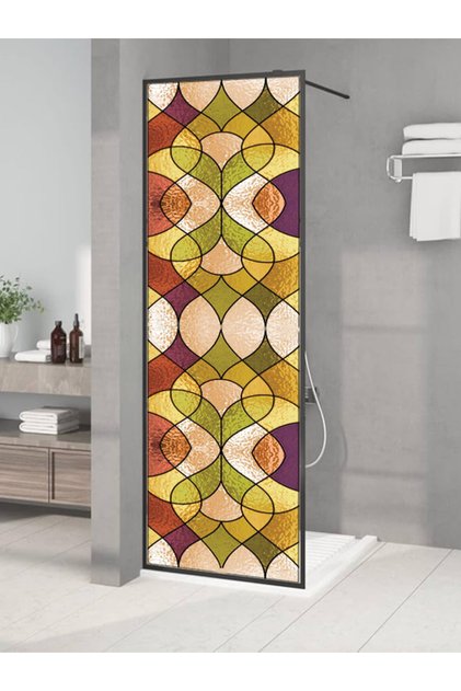 Shower Cabin Glass Stained Glass Self-Adhesive Foil 50X200 cm | Double-Sided Glass-Look Privacy Glass Coating Film