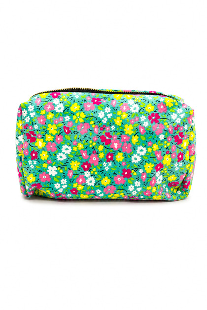 Floral Patterned Makeup Bag – Zippered Fabric Cosmetic & Travel Organizer Bag