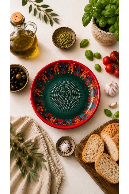 Sultan Garden Series Ceramic Handcrafted Grater Plate Multi-Purpose Vegetable & Fruit Grater Deep Plate