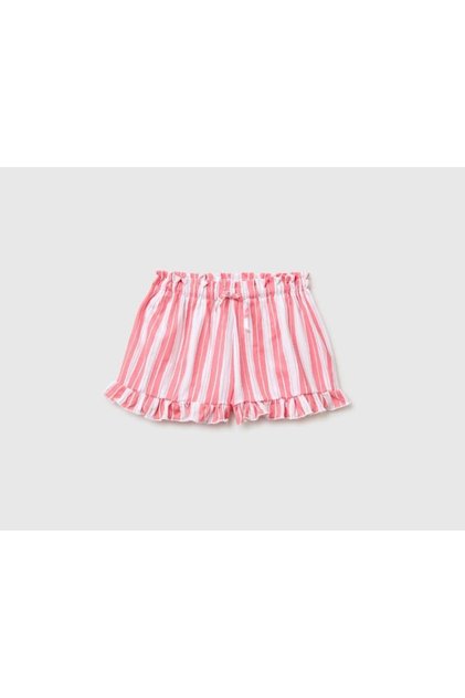Baby Girl Mixed Patterned Shorts with Elastic Waist 1-5 Years Old Pink