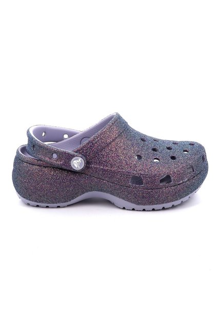 Γυναικείο Σαμπό Platform Irid Glitter Clog Ανατομικό Χρώματος Μωβ 211024-5BR