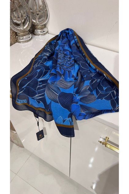 Floral Patterned Viscose Cotton Shawl