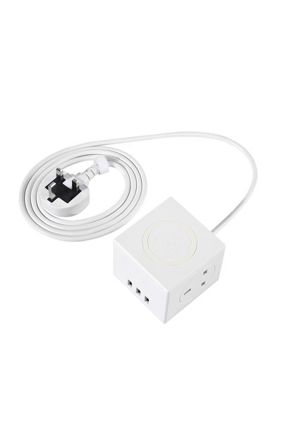1 Socket Extension Cord Tower Power Strips with 3 USB Ports and Wireless Charging 1.8m White