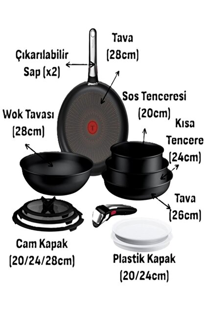 TEFAL Ingenio Excellence + Fusion Core 9X Büyük Set - 12 parça