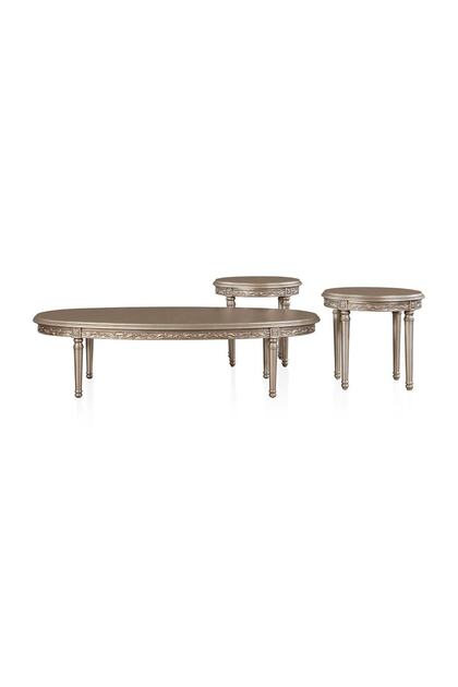 WOODEN COFFEE TABLE SET 3 PCS 200X110X52 CM SILVER