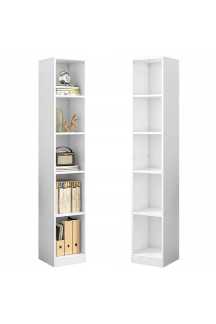 Bibliotecă albă verticală pentru cărți și bibliorafturi, birou, living, mansardă, 182 cm