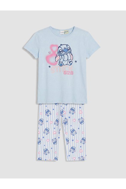 Set de pijamale capri pentru fete, cu imprimeu Stitch