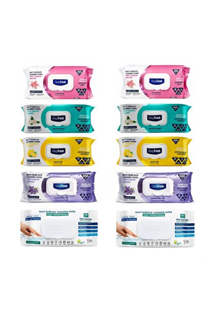 Servetele umede pentru multi suprafete cu bicarbonat si otet 100 buc ( Lily Crin , Lemon , Jasmine si Lavanda ) x 10 pachete