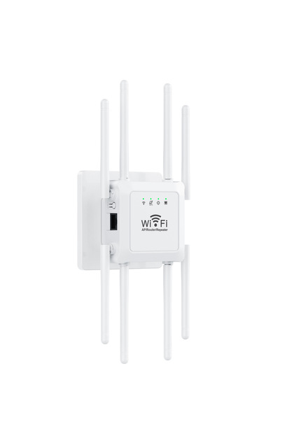 Amplificator Semnal WiFi, U18-1200M, 8 Antene, 1200 Mbps, Range Extender, Dual Band 2.4/5 GHz, Conexiune WPA/WPA2, WPS, Port LAN, Alb