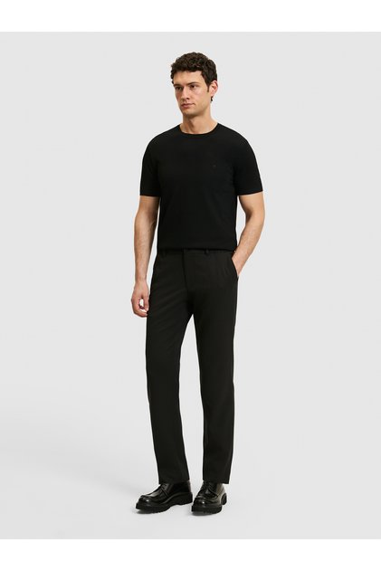 Black Slim Fit Elastic Waist Trousers 50328690-Vr046