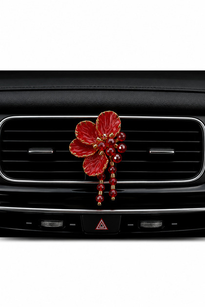 Half Flower Pomegranate Flower with Tassels Car Interior Air Conditioning Grille Ornament 4 cm – Handmade Decorative Auto Accessory