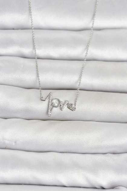 Brass Silver Color Heart Rhythm Model Women's Necklace
