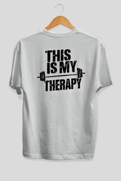 This Is My Therapy Oversize White T-Shirt with Back Print 100% Cotton Streetwear Premium Comfortable Fit